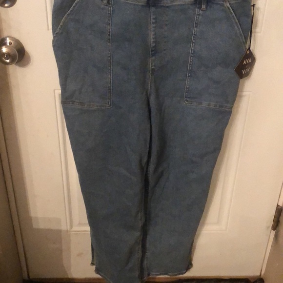NWT Ava & Viv Denim Medium Wash Overalls - Picture 6 of 16